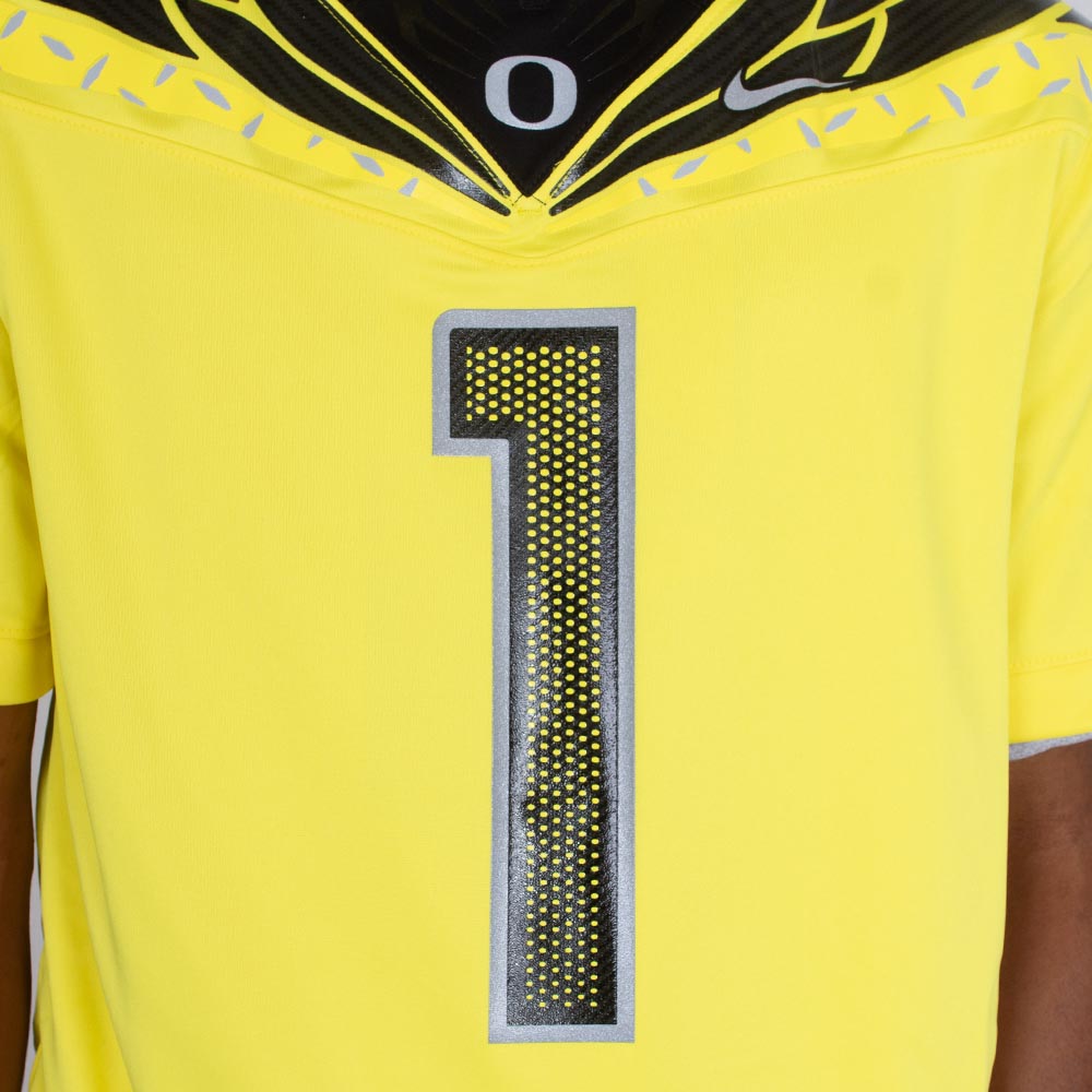 Classic Oregon O, Nike, Yellow, Jerseys, Polyester, Men, Football, Game Day, Chrome, Diamond Plate, Ribbon, 2024, #1, 798961